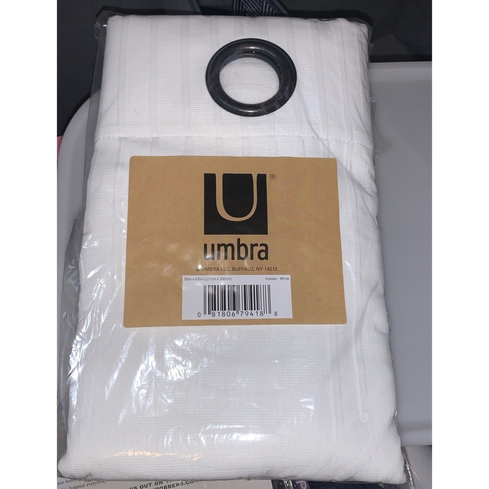 Umbra Ulysses Wave Geometric Light Filtering Grommet Curtain - 50" x 63" - White